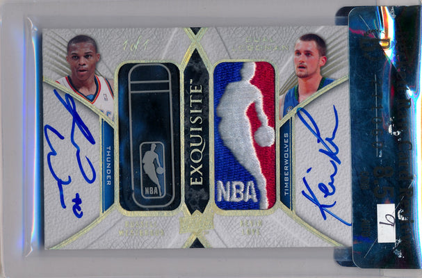 Upper Deck 2008-2009 Exquisite Collection Dual Logoman #DLOG-LW Russel Westbrook / Kevin Love 1/1 / BGS Grade 8.5 / Auto Grade 9