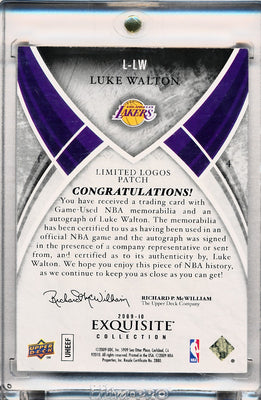 Upper Deck 2009-2010 Exquisite Collection Limited Logos #LLW Luke Walton 10/13