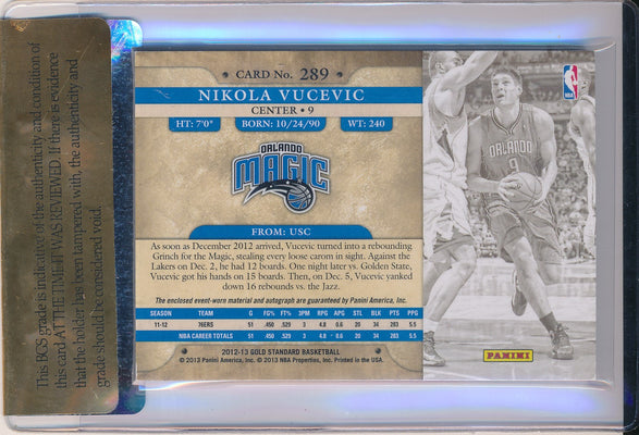 Panini 2012-2013 Gold Standard Rookie   #289 Nikola Vucevic 1/1 / BGS Grade 8 / Auto Grade 10