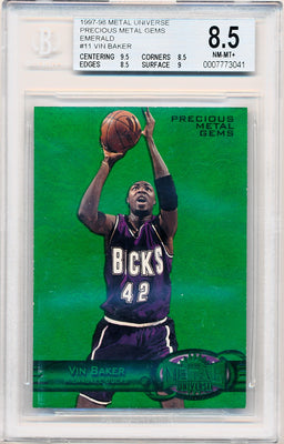 Skybox 1997-1998 Metal Universe Championship Precious Metal Gems Green #11 Vin Baker 8/100 / BGS Grade 8.5