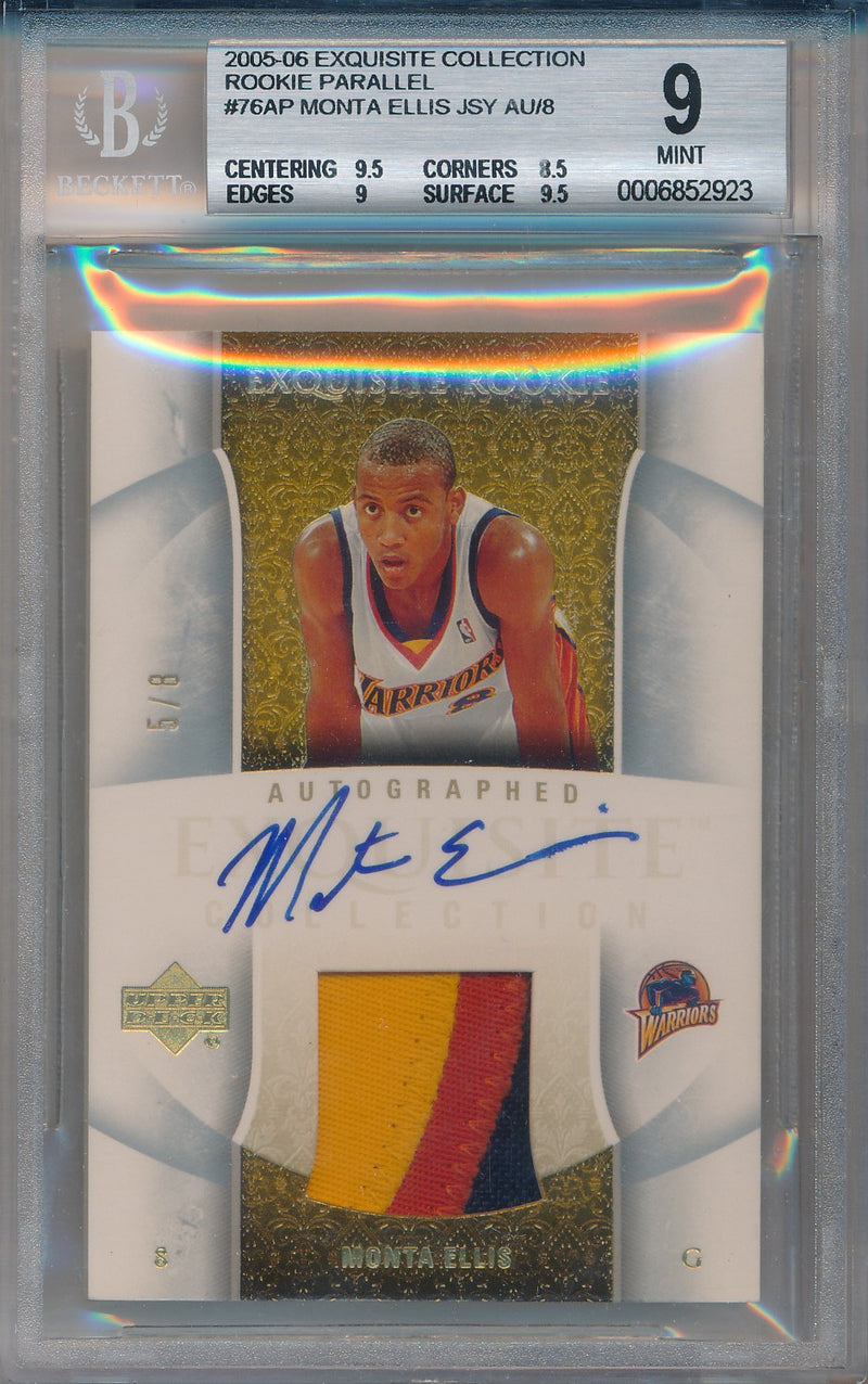 Upper Deck 2005-2006 Exquisite Collection Rookie Parallel #76-AP Monta Ellis 5/8 / BGS Grade 9 / Auto Grade 10