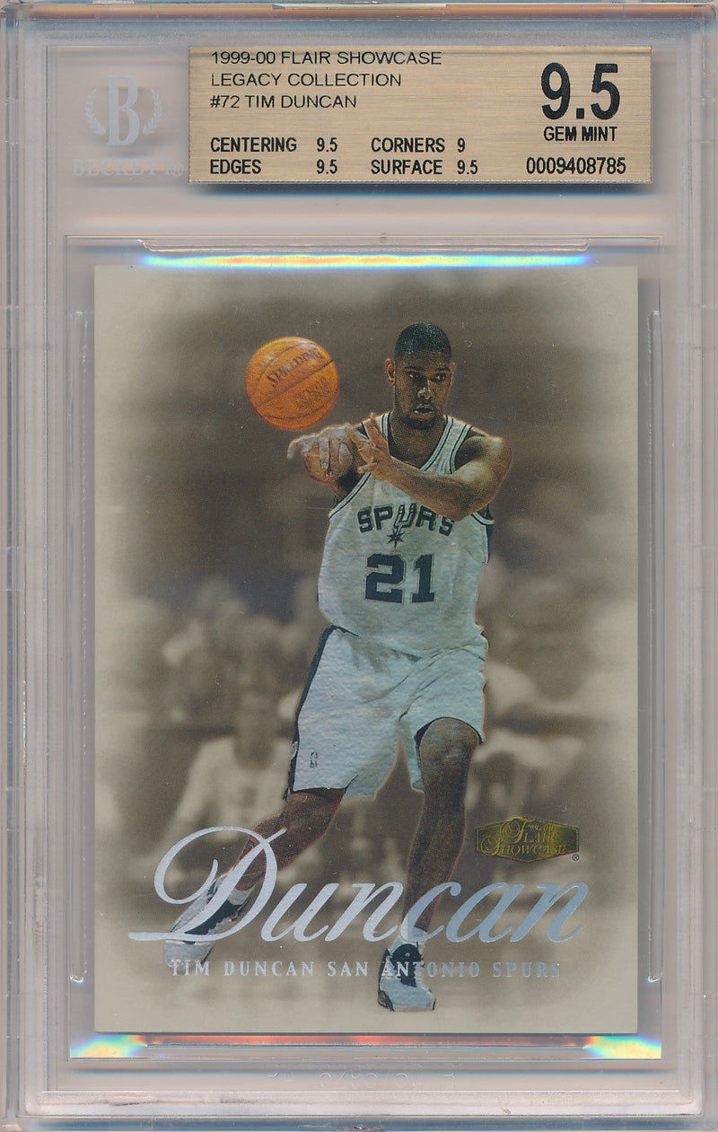 Fleer 1999-2000 Flair Showcase Legacy Collection #72 Tim Duncan 2/20 / BGS Grade 9.5