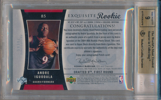 Upper Deck 2004-2005 Exquisite Collection Rookie Patch #85 Andre Iguodala 58/99 / BGS Grade 9.5 / Auto Grade 9