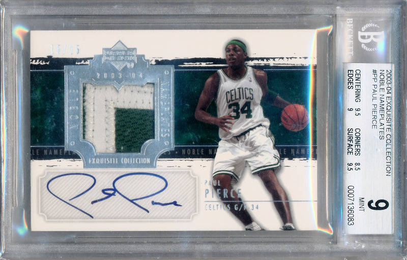 Upper Deck 2003-2004 Exquisite Collection Noble Nameplates #NN-PP Paul Pierce 15/25 / BGS Grade 9 / Auto Grade 10