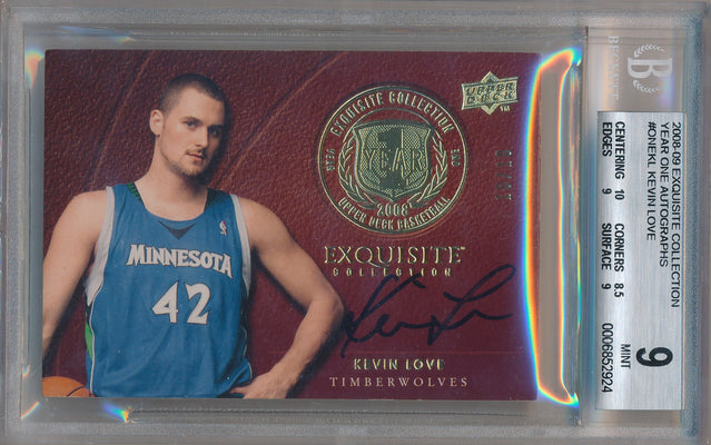 Upper Deck 2008-09 Exquisite Collection Year One Autographs #ONE-KL Kevin Love 10/10 / BGS Grade 9 / Auto Grade 10