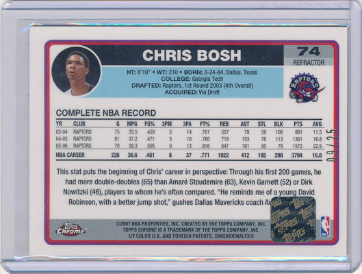 Topps 2006-2007 Chrome Refractor #74 Chris Bosh 9/25