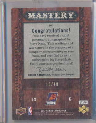 Upper Deck 2007-2008 Chronology Mastery Auto #102 Steve Nash 10/10 / Auto Grade 10