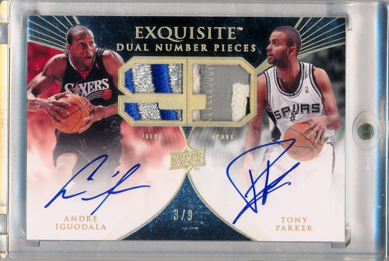 Upper Deck 2007-08 Exquisite Collection Exquisite Dual Number Pieces #EDN-PI Andre Iguodala/Tony Parker 3/9