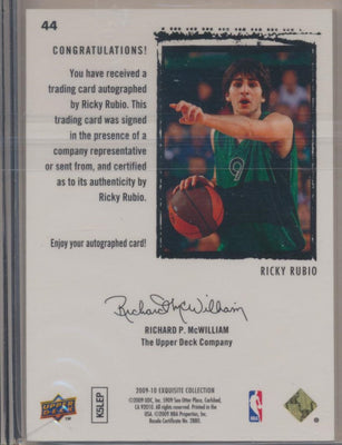 Upper Deck 2009-2010 Exquisite Collection Rookie Auto #44 Ricky Rubio 156/225