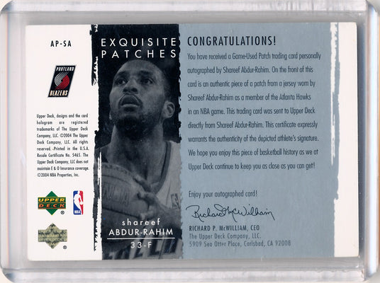 Upper Deck 2003-2004 Exquisite Collection Patches Autographs #AP-SA Shareef Abdur-Rahim 43/100