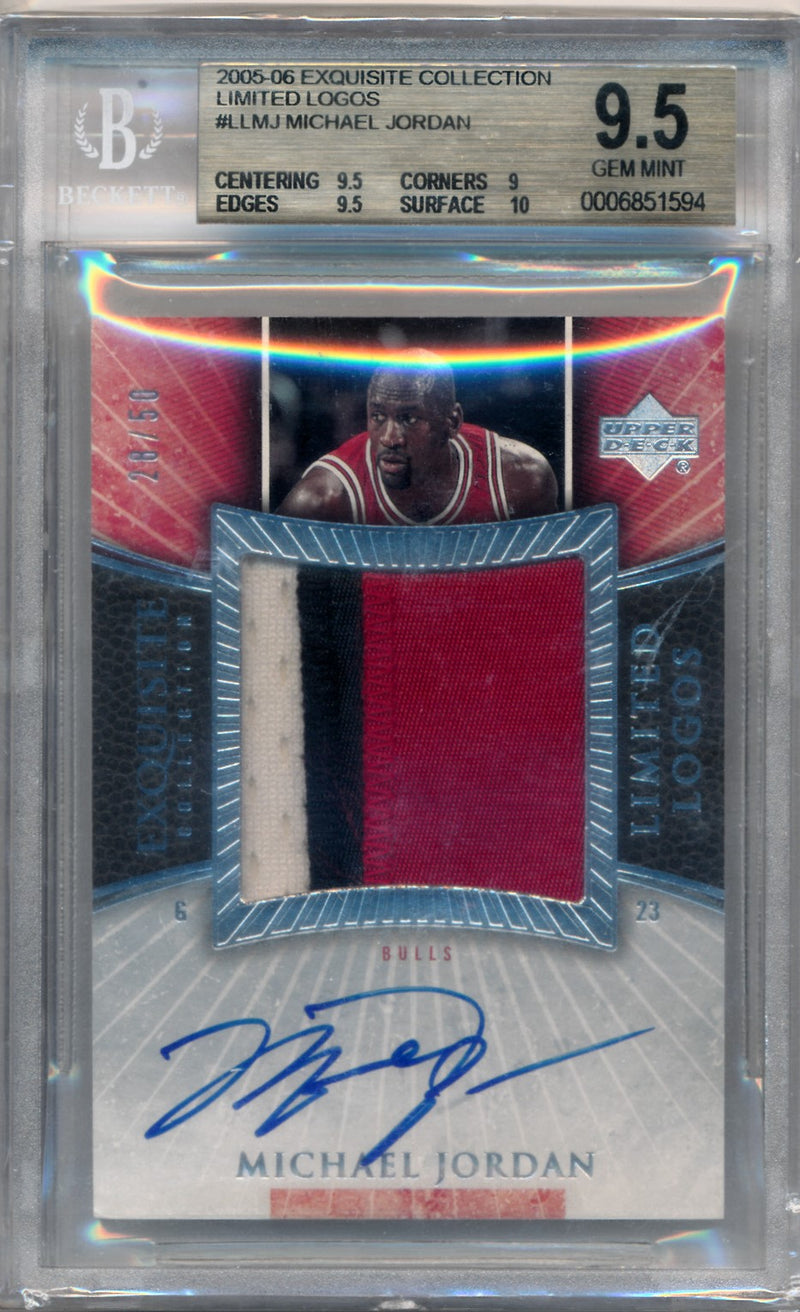 Upper Deck 2005-2006 Exquisite Collection Limited Logos #LL-MJ Michael Jordan 28/50 / BGS Grade 9.5 / Auto Grade 10