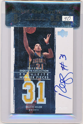 Upper Deck 2003-2004 Exquisite Collection Number Piece Autographs #NP-RM Reggie Miller 25/31 / Auto Grade 9