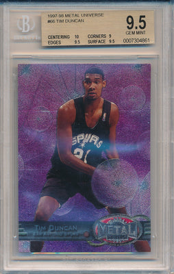 SkyBox 1997-1998 Metal Universe Basketball #66 Tim Duncan  / BGS Grade 9.5