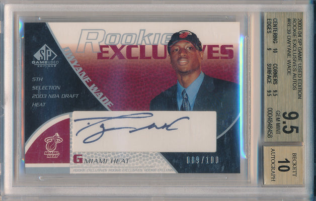 Upper Deck 2003-2004 SP Game Used Rookie Exclusives Autos #RE39 Dwyane Wade 89/100 / BGS Grade 9.5 / Auto Grade 10