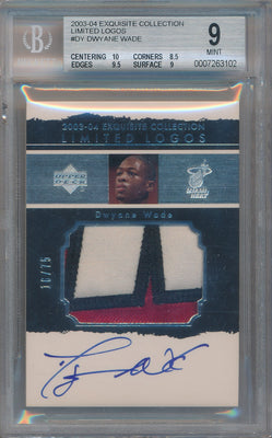 Upper Deck 2003-2004 Exquisite Collection Limited Logos #LL-DY Dwyane Wade 16/75 / BGS Grade 9 / Auto Grade 10