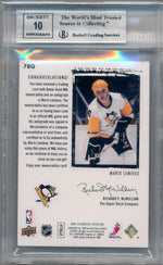 Upper Deck 2009-2010 Exquisite Collection Rookie Patch Flashback #78Q Mario Lemieux 4/25 / BGS Grade 8.5 / Auto Grade 10