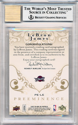 Upper Deck 2008-2009 Premier Preeminence Autographs Silver #PELE Lebron James 1/1 / BGS Grade 9 / Auto Grade 10