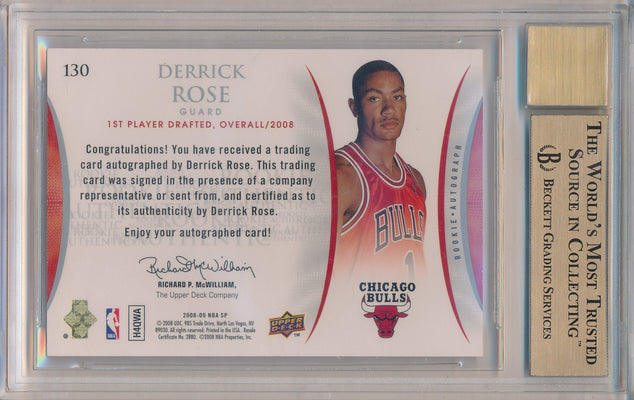 Upper Deck 2008-09 SP Authentic Retail Rookie Jersey Auto  #130 Derrick Rose  / BGS Grade 9.5 / Auto Grade 10