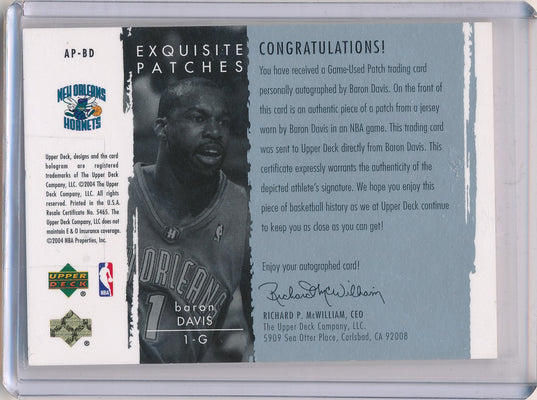 Upper Deck 2003-2004 Exquisite Collection Patches Autographs #AP-BD Baron Davis 52/100