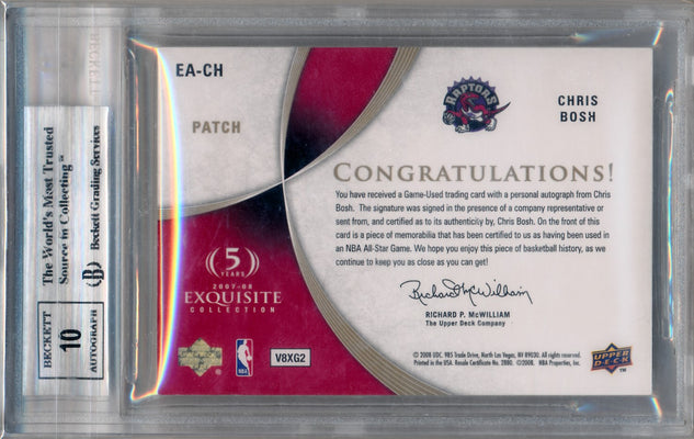 Upper Deck 2007-2008 Exquisite Collection Autographed Patches #EACH Chris Bosh 33/35 / BGS Grade 9 / Auto Grade 10