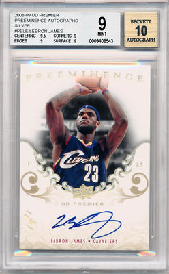 Upper Deck 2008-2009 Premier Preeminence Autographs Silver #PELE Lebron James 1/1 / BGS Grade 9 / Auto Grade 10