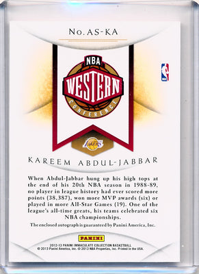 Panini 2012-2013 Immaculate Collection All Star Lineage #ASKA Kareem Abdul-Jabbar 15/19