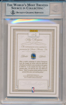 Panini 2012-2013 Flawless Emerald Jumbo Patches #5 Klay Thompson 4/5 / BGS Grade 9