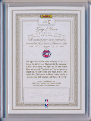 Panini 2012-2013 Flawless Platinum Jumbo Patches #17 Greg Monroe 1/1