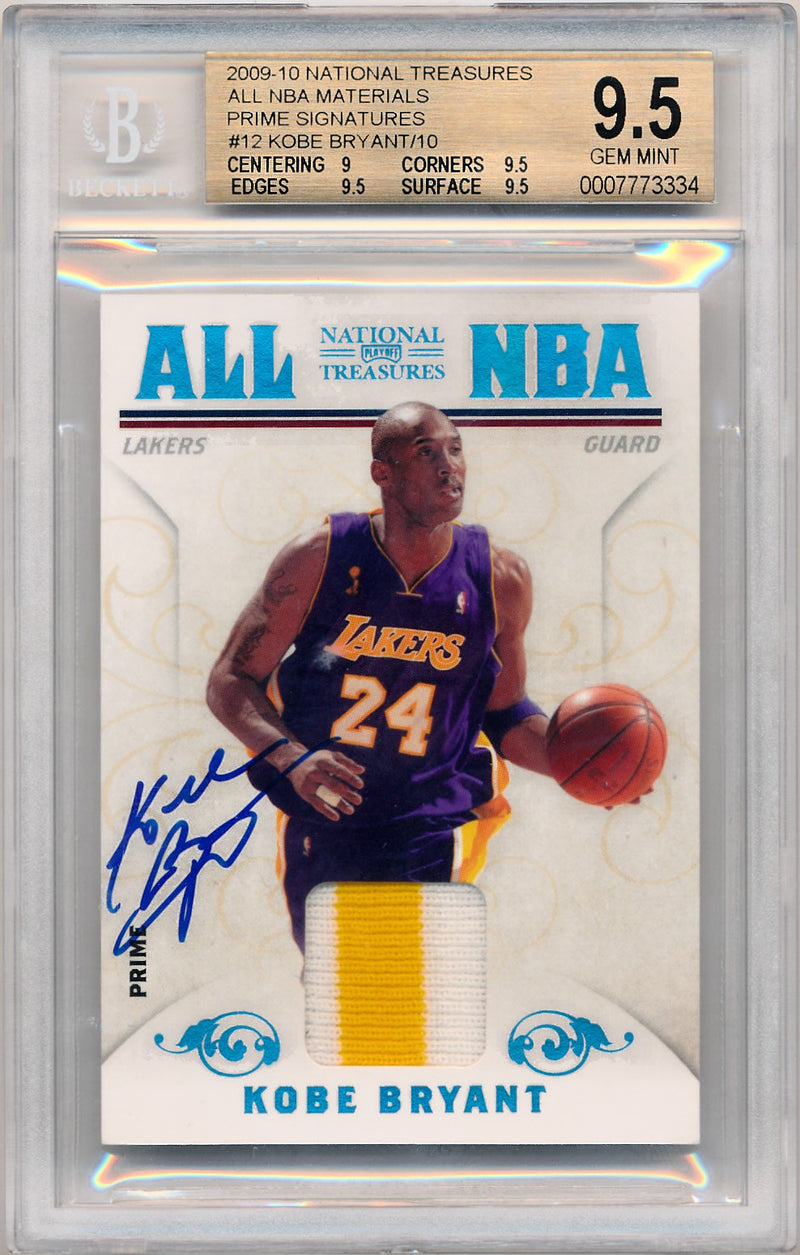 Panini 2009-2010 National Treasures All NBA Materials Prime Signatures #12 Kobe Bryant 8/10 / BGS Grade 9.5 / Auto Grade 10