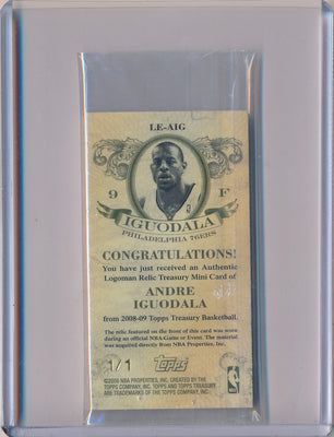 Topps 2008-2009 Treasury Logoman Relic MiniCard #LE-AIG Andre Iguodala 1/1