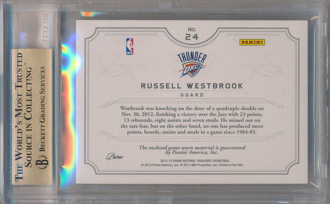 Panini 2012-13 National Treasures NBA Gear Dual Prime #24 Russell Westbrook 1/19 / BGS Grade 9.5