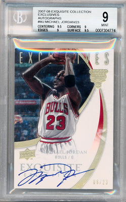 Upper Deck 2007-2008 Exquisite Collection Exclusives Autographs #EEA-MJ Michael Jordan 8/23 / BGS Grade 9 / Auto Grade 10