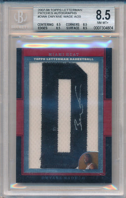 Topps 2007-2008 Letterman Patches Autographes #LA-DWA Dwyane Wade 3/5 / BGS Grade 8.5 / Auto Grade 10