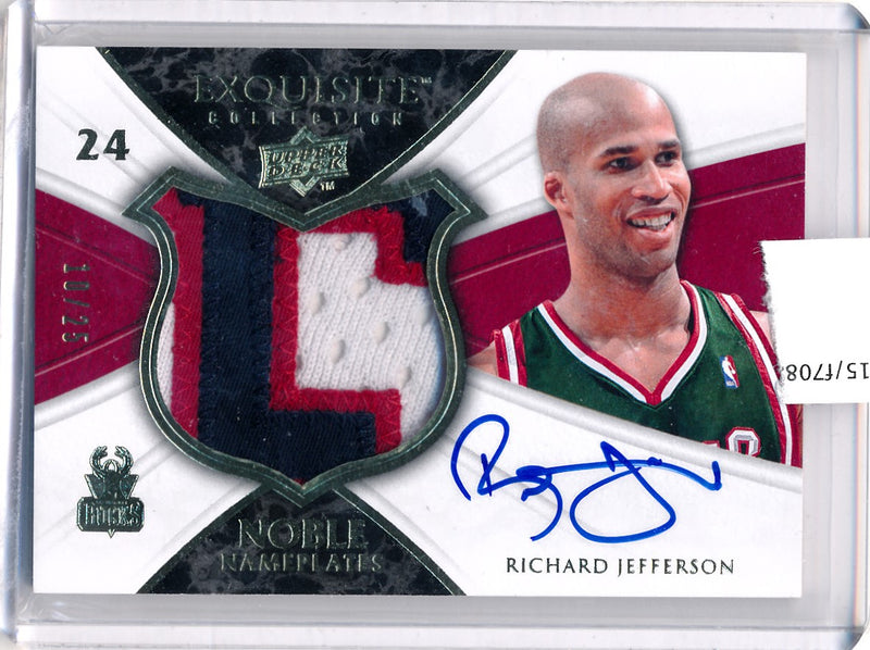 Upper Deck 2008-2009 Exquisite Collection Noble Nameplates #NARJ Richard Jefferson 10/25