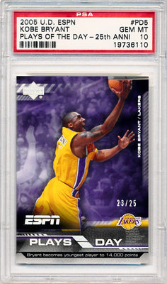 Upper Deck 2005 ESPN Plays Of The Day - 25th Anniversary #PD5 Kobe Bryant 23/25 / PSA Grade 10