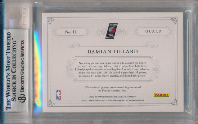 Panini 2012-2013 National Treasures Colossal NBA LogoMan #11 Damian Lillard 1/2 / BGS Grade 9