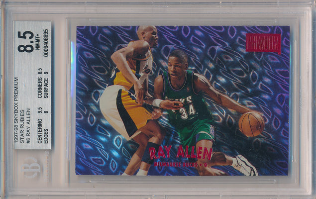 SkyBox 1997-1998 Premium Star Rubies #6SR Ray Allen 43/50 / BGS Grade 8.5