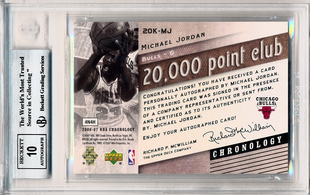 Upper Deck 2006-2007 Chronology 20,000 Point Club #20K-MJ Michael Jordan 10/25 / BGS Grade 9 / Auto Grade 10