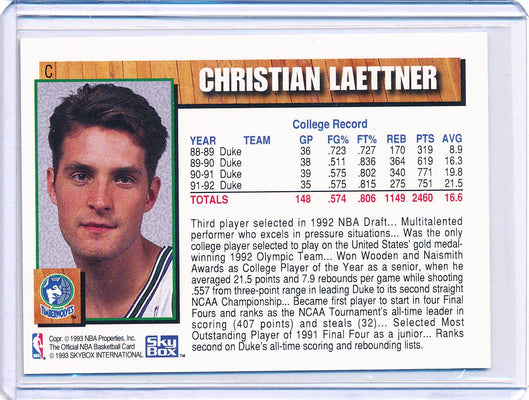 SkyBox 1992-1993 Hoops NBA Draft #C Christian Laettner