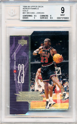 Upper Deck 1998-1999 Aerodynamics Gold #A1 Michael Jordan 4/25 / BGS Grade 9