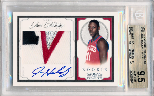 Panini 2009-2010 National Treasures Century Silver #216 Jrue Holiday 75/99 / BGS Grade 9.5 / Auto Grade 10