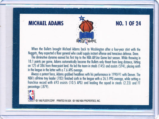 Fleer 1992-1993 Basketball All Star Weekend #1/24 Michael Adams