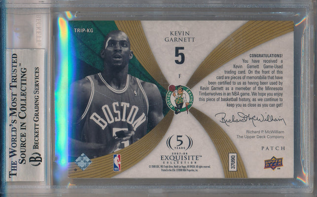 Upper Deck 2007-2008 Exquisite Collection Triple Patches #TRIP-KG Kevin Garnett 3/3 / BGS Grade 8.5