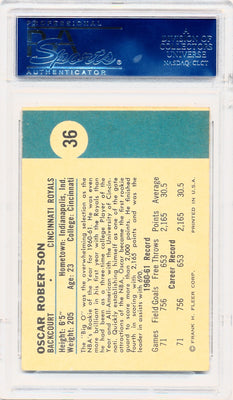 Fleer 1961 Cincinnati Royals  #36 Oscar Robertson  / PSA Grade 7.5