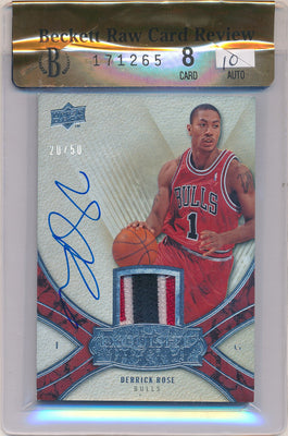 Upper Deck 2008-09 Exquisite Collection Rookie Patch Auto #PBAM-DR Derrick Rose 20/50 / BGS Grade 8 / Auto Grade 10