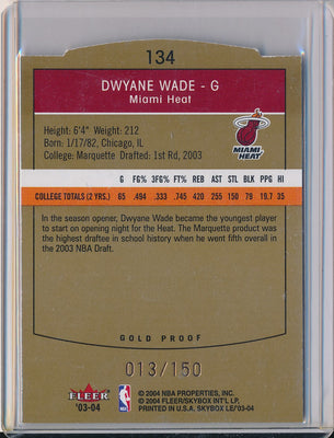 Fleer 2003-2004 SkyBox Limited Edition Basketball #134 Dwyane Wade 13/150