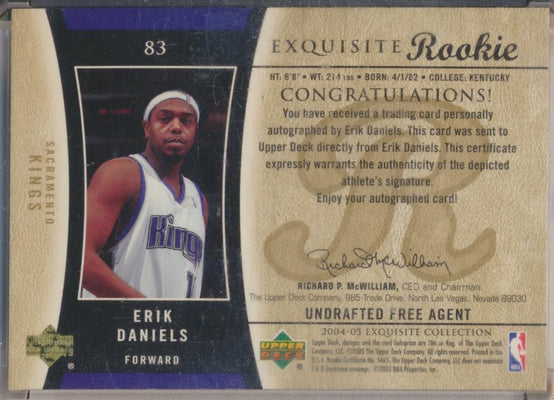 Upper Deck 2004-2005 Exquisite Collection Gold RPA #83 Erik Daniels 10/15