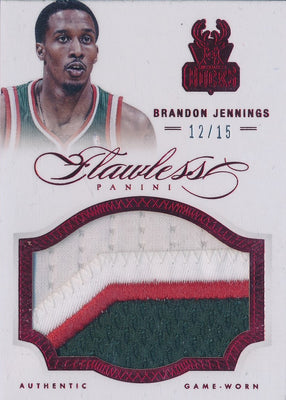 Panini 2012-2013 Flawless Ruby Jumbo Patches #33 Brandon Jennings 12/15 / BGS Grade 8.5