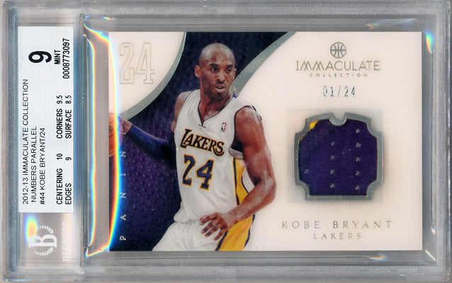 Panini 2012-2013 Immaculate Collection Numbers Parallel #44 Kobe Bryant 1/24 / BGS Grade 9