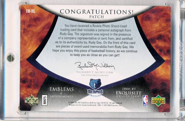 Upper Deck 2006-2007 Exquisite Collection Emblems Of Endorsement #EMRG Rudy Gay 2/15